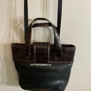 Brighton Black & Brown Vintage Leather Handbag